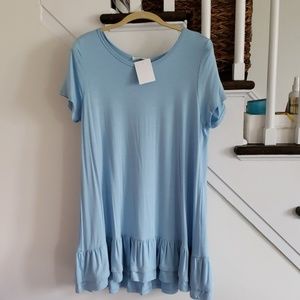 LIGHT BLUE VIAMOR RUFFLE TUNIC DRESS L